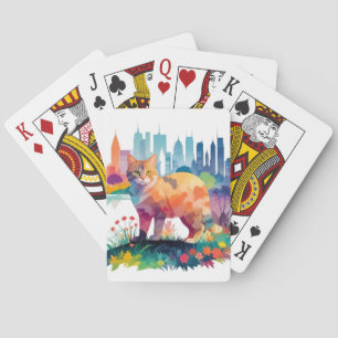 Katze Vintage Umwelt Tierart Malerei Spielkarten