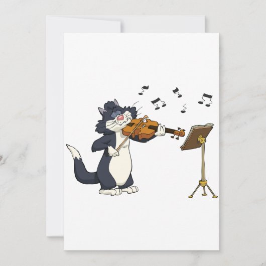 Katze Violine spielen Einladung (Vorderseite)