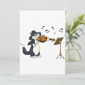 Katze Violine spielen Einladung (Stehend Vorderseite)