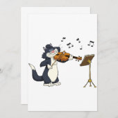 Katze Violine spielen Einladung (Vorne/Hinten)