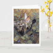 Katze Vogelfang, Bruno Liljefors Karte (Gelbe Blume)