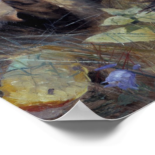 Katze Vogelfang, Bruno Liljefors Poster (Ecke)