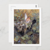 Katze Vogelfang, Bruno Liljefors Postkarte (Vorne/Hinten)