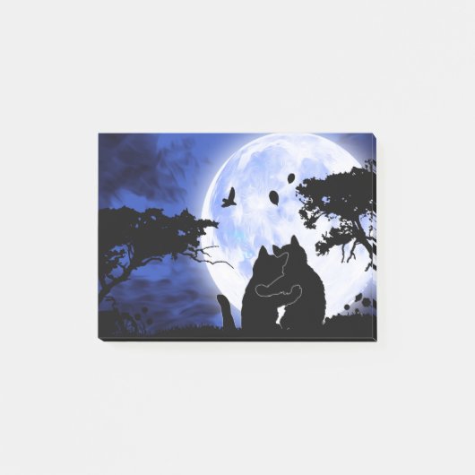 Katze Vollmond Post-it Klebezettel (Vorderseite)