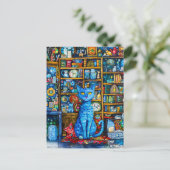 Katze von farbenfroher Hülle Postkarte (Stehend Vorderseite)