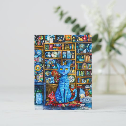 Katze von farbenfroher Hülle Postkarte (Stehend Vorderseite)