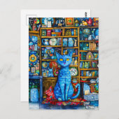 Katze von farbenfroher Hülle Postkarte (Vorne/Hinten)