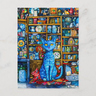 Katze von farbenfroher Hülle Postkarte