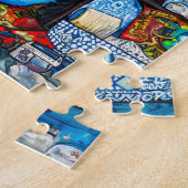 Katze von farbenfroher Hülle Puzzle (Seite)