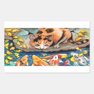 Katze von Koi Pond Rechteckiger Aufkleber