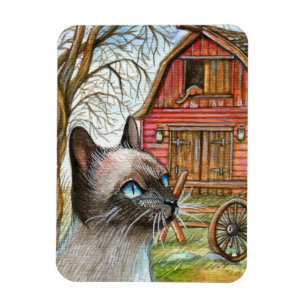 Katze vor dem Stallhaus Magnet