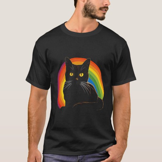 Katze vor Rainbow-Katzen-Besitzer T-Shirt (Vorderseite)