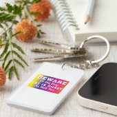 Katze, Vorsicht vor dem Hund Schlüsselanhänger (Vorderseite rechts)