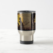 Katze warnt Eule Halloween Kaffeetasse (Mittel)