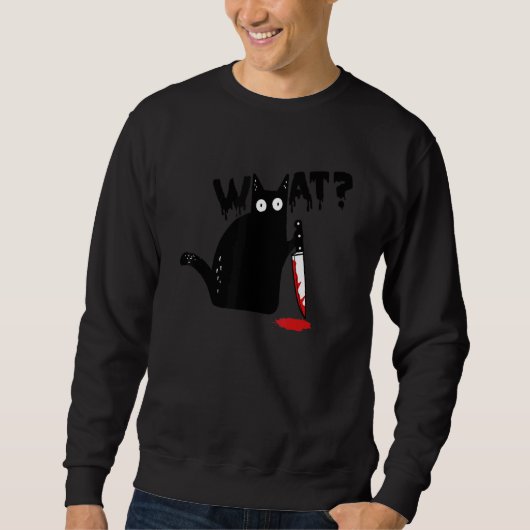 Katze was Black Cat Messer Sweatshirt (Vorderseite)
