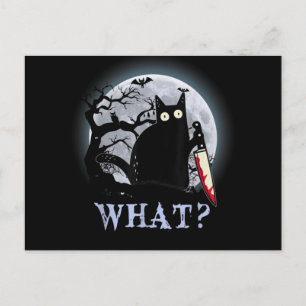 Katze, was für eine mörderische schwarze Katze mit Feiertagspostkarte