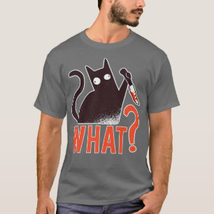 Katze, was für eine mörderische schwarze Katze mit T-Shirt