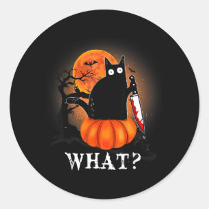 Katze Was Halloween Gruselige Schwarze Katzenkostü Runder Aufkleber