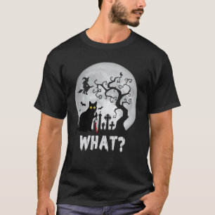 Katze Was Halloween Schwarze Katze mit Messer - Lu T-Shirt