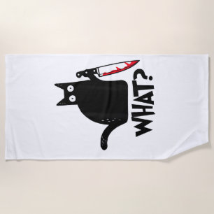 Katze Was_ Lustig Schwarze Katze Strandtuch