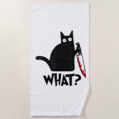 Katze Was_ Lustig Schwarze Katze Strandtuch (Vorderseite)