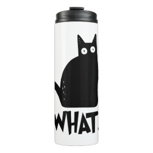 Katze Was_ Lustig Schwarze Katze Thermosbecher