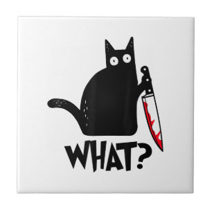 Katze Was_ Lustige Schwarze Katze Fliese