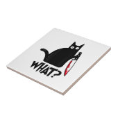 Katze Was_ Lustige Schwarze Katze Fliese (Seite)