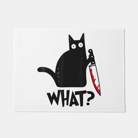 Katze Was_ Lustige Schwarze Katze Fußmatte (Vorderseite)