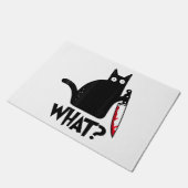 Katze Was_ Lustige Schwarze Katze Fußmatte (Schrägansicht)