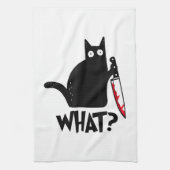 Katze Was_ Lustige Schwarze Katze Geschirrtuch (Vertikal)