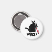 Katze Was_ Lustige Schwarze Katze Magnet (Vorderseite/Rückseite)