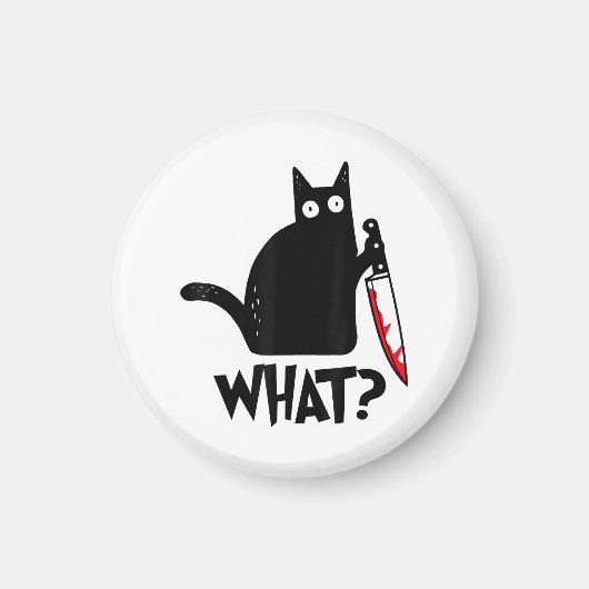 Katze Was_ Lustige Schwarze Katze Magnet (Vorne)