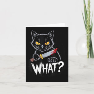 Katze Was_ Lustige Schwarze Katze Mit Messer Hallo Karte