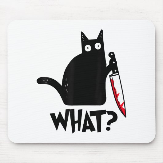 Katze Was_ Lustige Schwarze Katze Mousepad (Vorne)