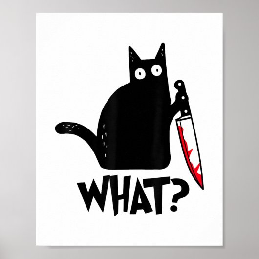 Katze Was_ Lustige Schwarze Katze Poster (Vorne)