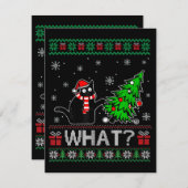 Katze Was lustige schwarze Katze Pushing Weihnacht Begleitkarte (Vorne/Hinten)