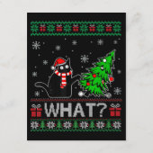 Katze Was lustige schwarze Katze Pushing Weihnacht Begleitkarte (Rückseite)