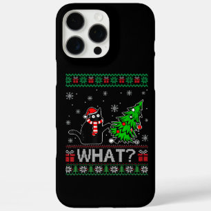 Katze Was lustige schwarze Katze Pushing Weihnacht iPhone 16 Pro Max Hülle