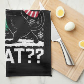 Katze Was lustige schwarze Katze Pushing Weihnacht Geschirrtuch (Viertel Falte)