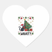 Katze Was lustige schwarze Katze Pushing Weihnacht Herz-Aufkleber (Vorderseite)