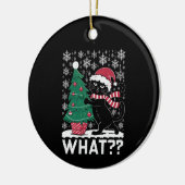 Katze Was lustige schwarze Katze Pushing Weihnacht Keramik Ornament (Links)