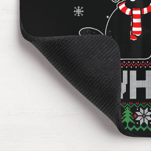 Katze Was lustige schwarze Katze Pushing Weihnacht Mousepad (Ecke)