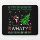 Katze Was lustige schwarze Katze Pushing Weihnacht Mousepad (Vorne)