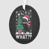 Katze Was lustige schwarze Katze Pushing Weihnacht Ornament (Vorderseite)