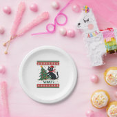 Katze Was lustige schwarze Katze Pushing Weihnacht Pappteller (Party)