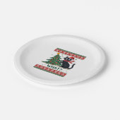 Katze Was lustige schwarze Katze Pushing Weihnacht Pappteller (Schrägansicht)