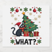 Katze Was lustige schwarze Katze Pushing Weihnacht Schaumweinetikett (Einzelnes Label)