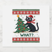 Katze Was lustige schwarze Katze Pushing Weihnacht Schaumweinetikett (Einzelnes Label)