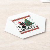 Katze Was lustige schwarze Katze Pushing Weihnacht Untersetzer (angewinkelt)